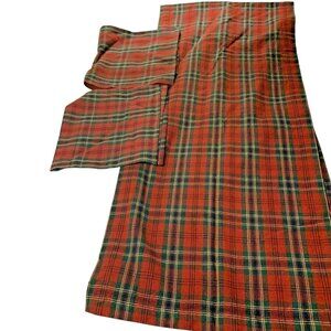Christmas Cotton Plaid 66" Table Runner With Two Matching Napkins Set